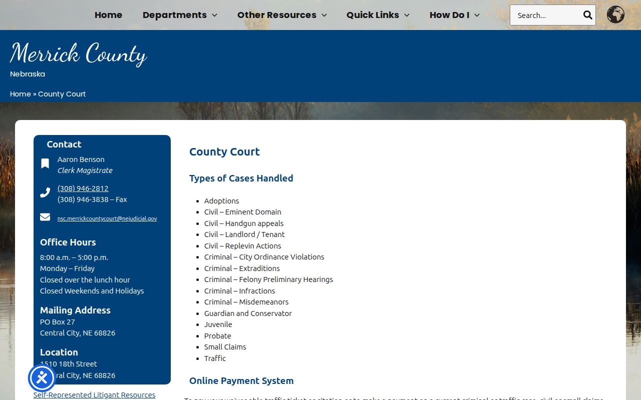 Merrick County arrest warrant search County Court record route