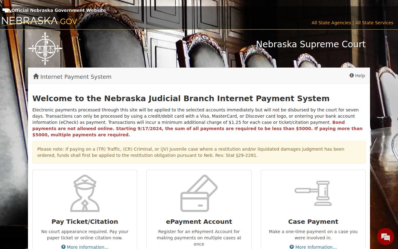 Merrick County bench warrant search state payment page