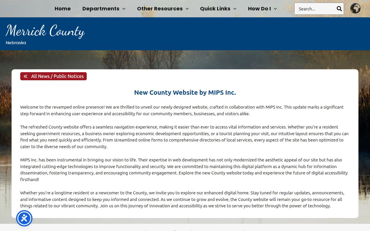 Merrick County warrant lookup county website redesign notice