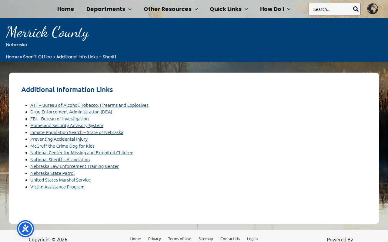Merrick County outstanding warrants sheriff links page